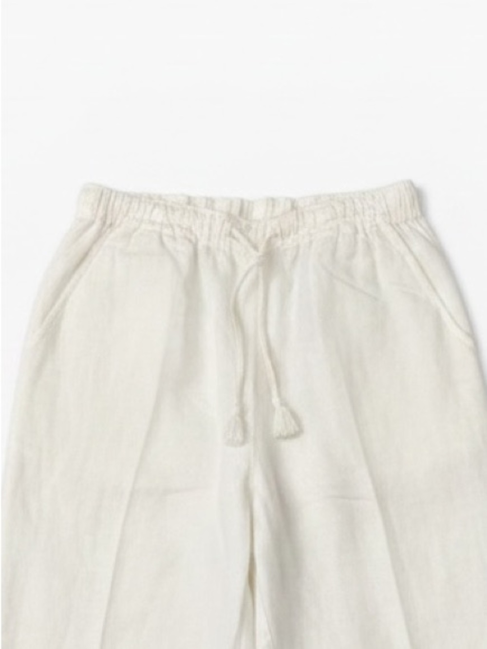 St. Tropez 100% Linen White Pull-On Elastic Waist Wide Leg Pants Size Small - Picture 4 of 7